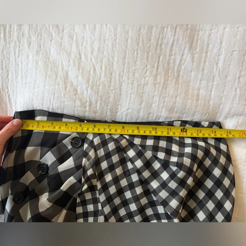 Self-Portrait Black and White Asymmetrical Gingham Wrap Skirt - Picture 6 of 8
